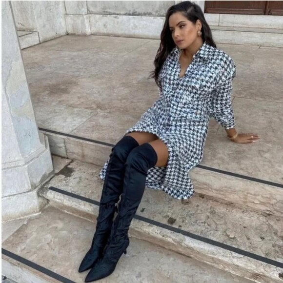 LIMITED EDITION Zara Houndstooth Sequin Overshirt Size S NEW WITH TAG! - Picture 1 of 12